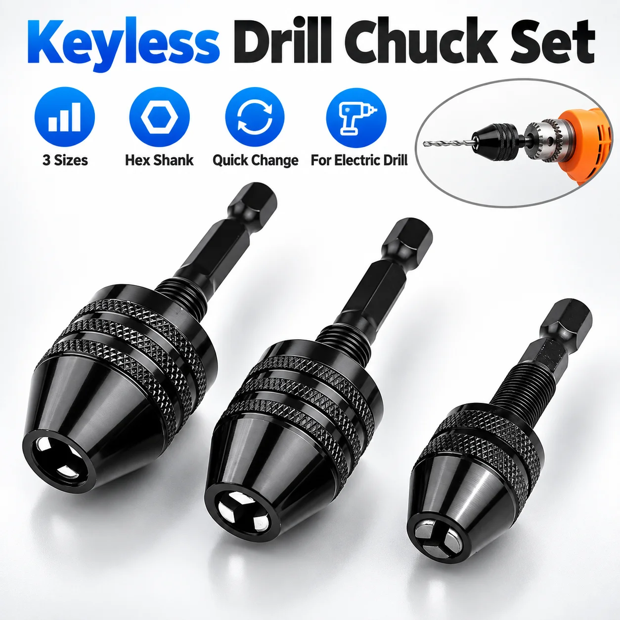 Power Xchange Tools - Mini Anahtarsız Matkap Mandreni 0,3-8 mm,